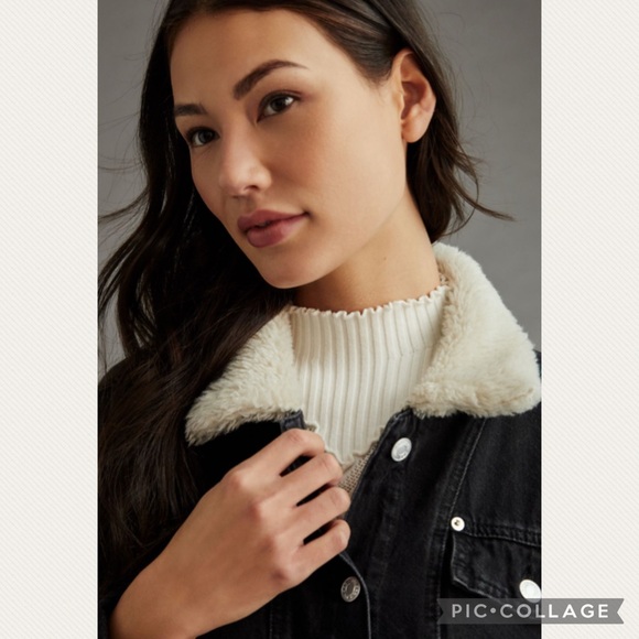 :Price Firm: Anthropologie Pilcro Sherpa-Collar Denim Jacket - Picture 3 of 9